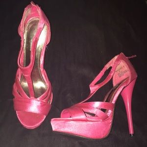 Pink high platform heels
